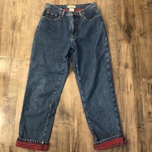 L.L. Bean Denim Dark Wash Jeans with Flannel Lining